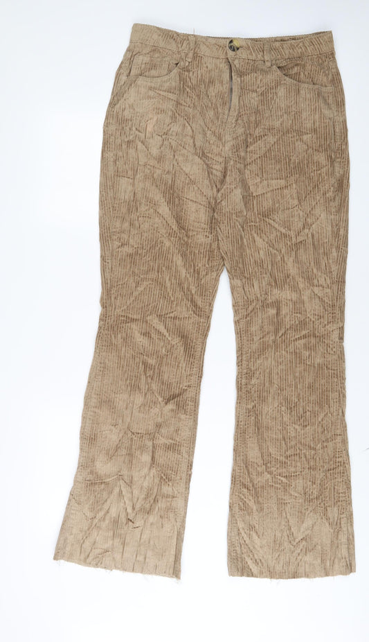 Womens UK Size 10 Stradivarius Regular Fit Beige Trousers