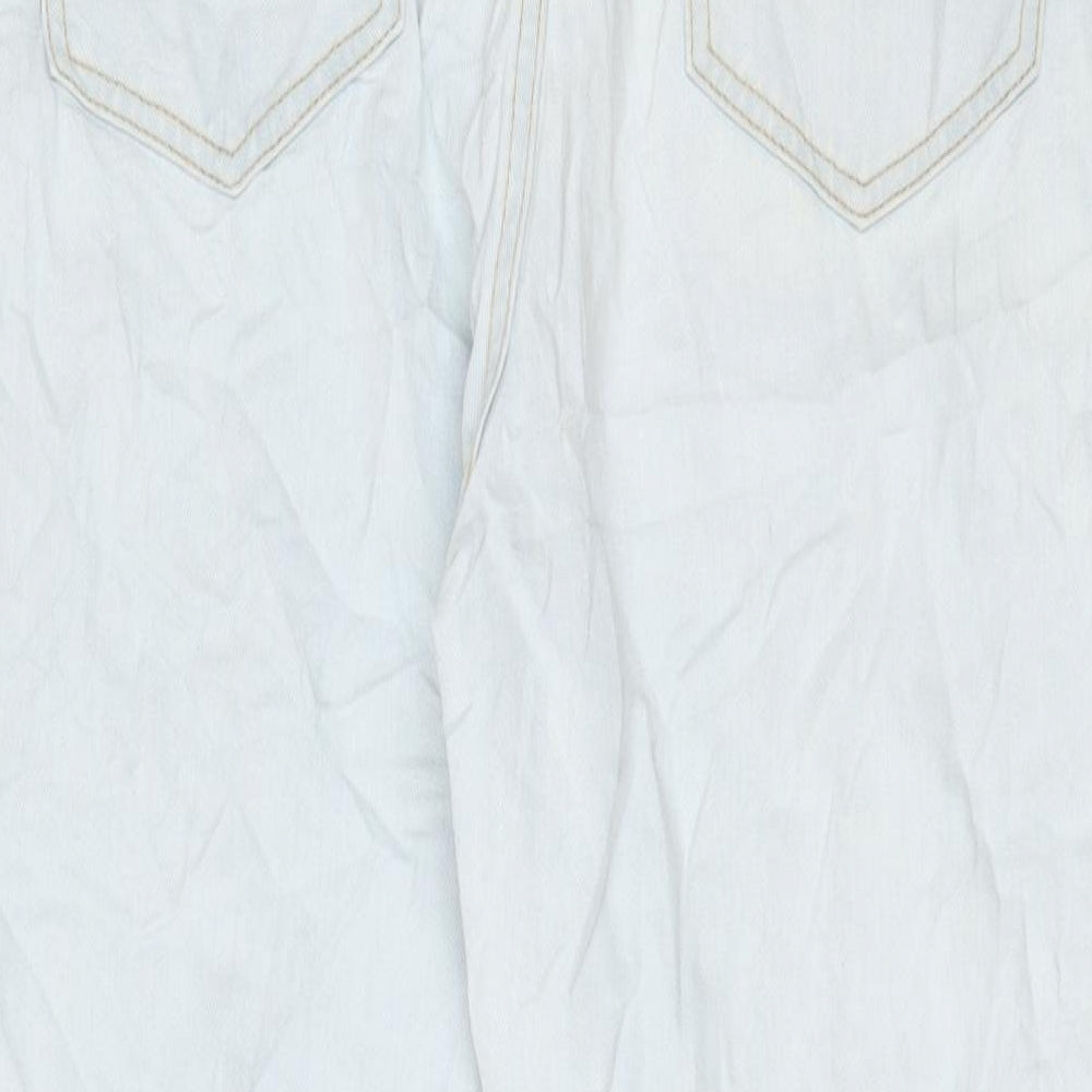 Boohoo Womens Blue Cotton Straight Jeans Size 10 L26 in Regular Zip