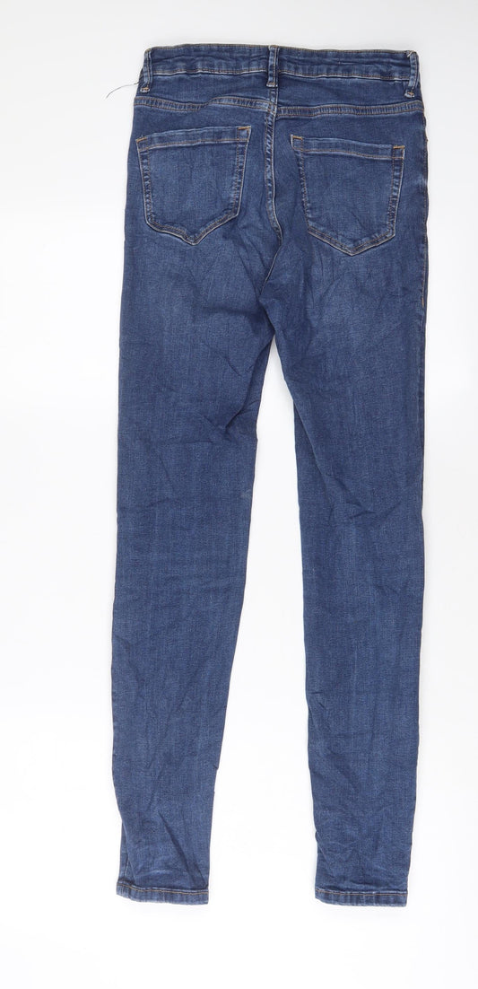 Mango Womens Blue Cotton Skinny Jeans Size 6 L29 in Regular Zip