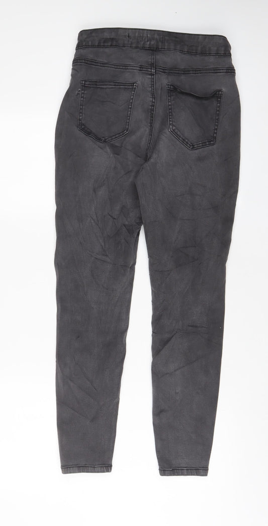 TU Womens Grey Cotton Skinny Jeans Size 14 L27 in Regular Zip