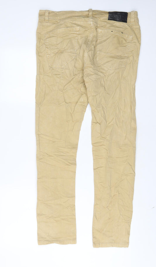 Clockhouse Mens Beige Cotton Skinny Jeans Size 32 in L32 in Regular Zip