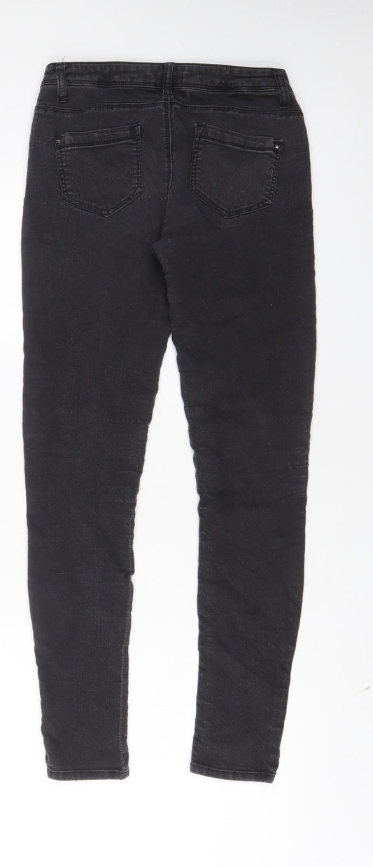 Denim & Co. Womens Grey Cotton Skinny Jeans Size 10 L29 in Regular Zip