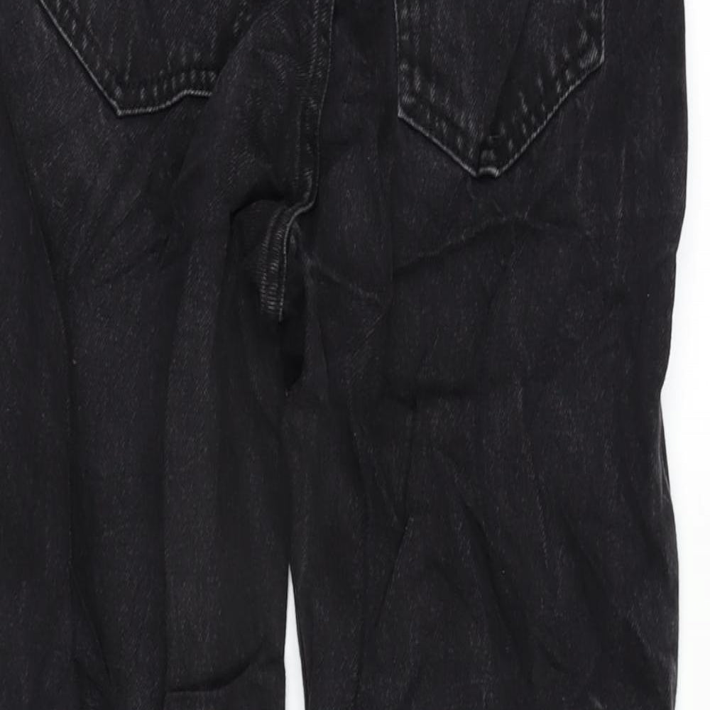 Pull&Bear Womens Black Cotton Mom Jeans Size 8 L26.5 in Regular Zip