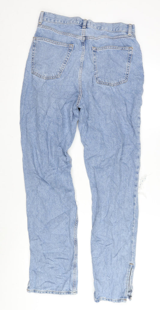 Denim & Co. Womens Blue Cotton Straight Jeans Size 12 L30 in Regular Button