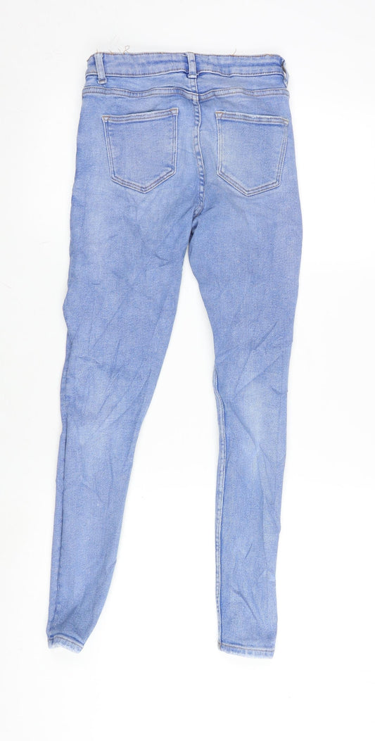 Denim & Co. Womens Blue Cotton Blend Tapered Jeans Size 8 L27 in Regular Zip