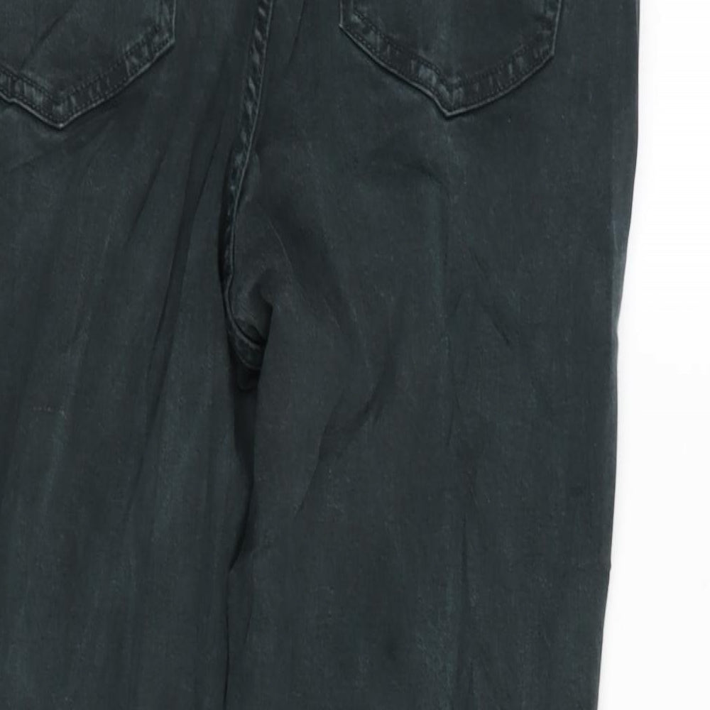 F&F Womens Green Cotton Blend Tapered Jeans Size 14 L26.5 in Regular Zip