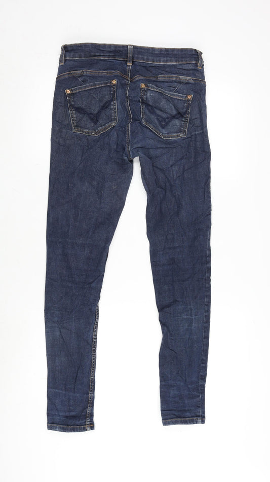 Oasis Womens Blue Cotton Blend Tapered Jeans Size 12 L28.5 in Slim Zip