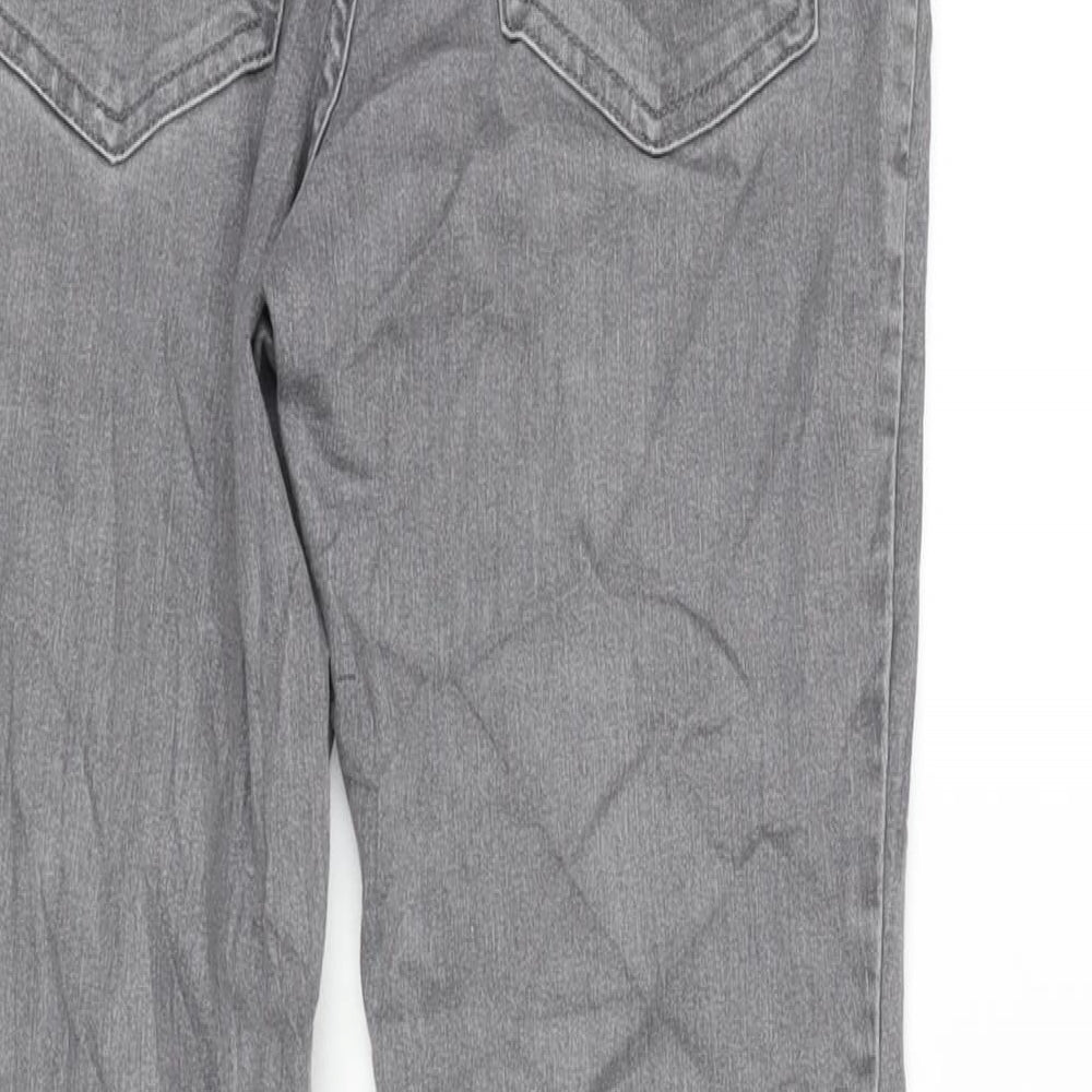H&M Girls Grey Cotton Straight Jeans Size 13-14 Years L27.5 in Regular Zip