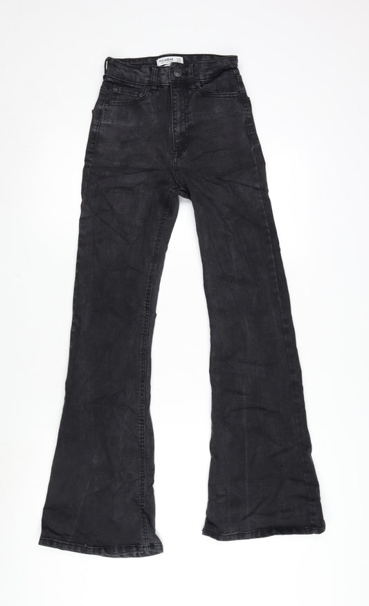 Womens UK Size 4 Pull&Bear Regular Fit Flared Grey Jeans