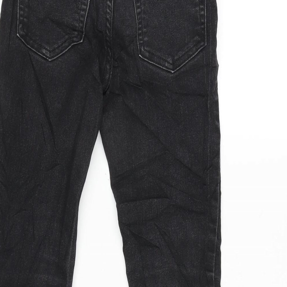 H&M Girls Grey Cotton Tapered Jeans Size 7-8 Years L20 in Regular Zip