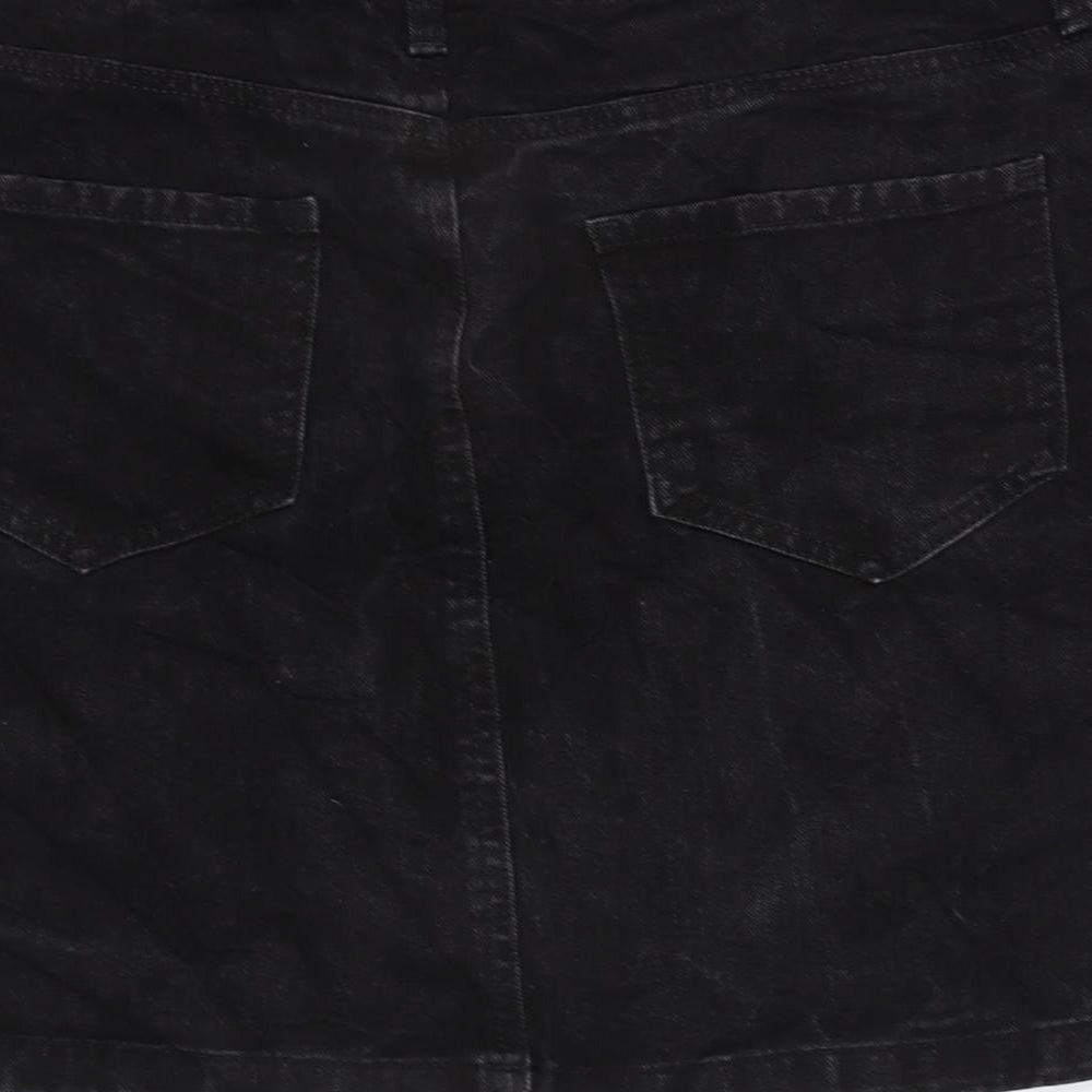 F&F Womens Grey Cotton A-Line Skirt Size 14 Zip