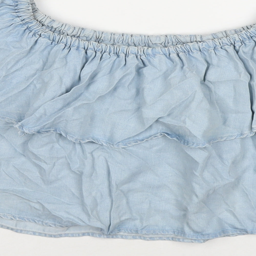 Womens UK Size XS Zara Blue Basic T-Shirt