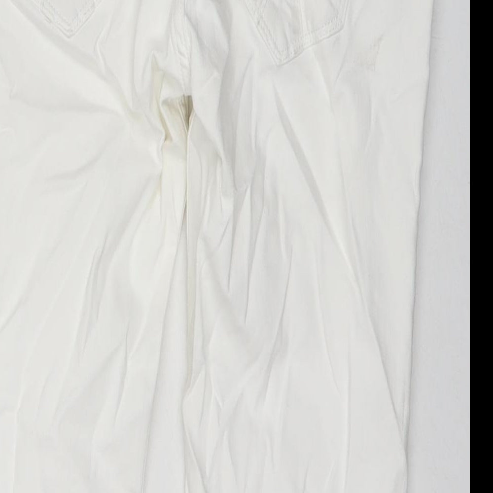 Crew Clothing Womens White Cotton Cropped Jeans Size 10 L20 in Regular Zip