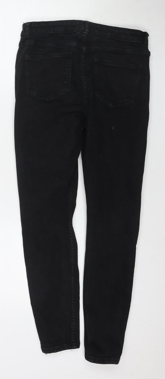 Denim & Co. Womens Black Cotton Skinny Jeans Size 12 L26 in Regular Zip
