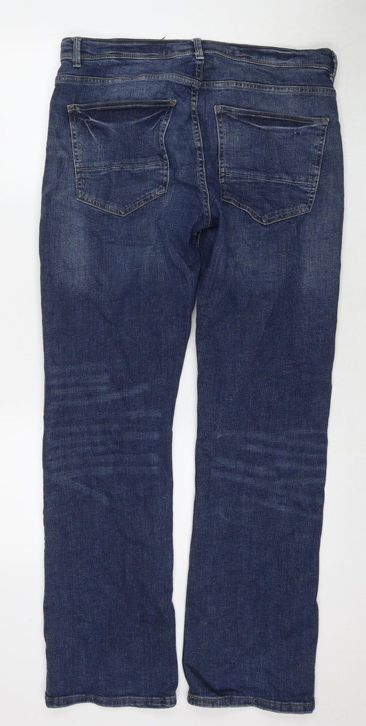 Denim 365 Womens Blue Cotton Straight Jeans Size 36 in L31 in Slim Zip