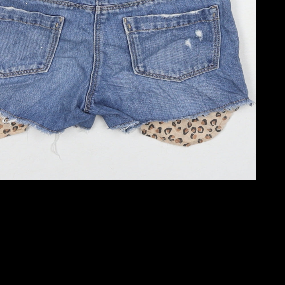 NEXT Girls Blue Cotton Hot Pants Shorts Size 7 Years L3 in Regular Zip