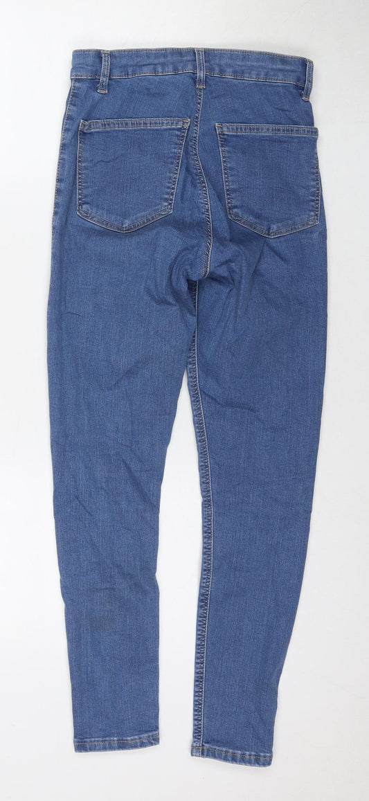 Topshop Womens Blue Cotton Straight Jeans Size 26 L30 in Regular Zip