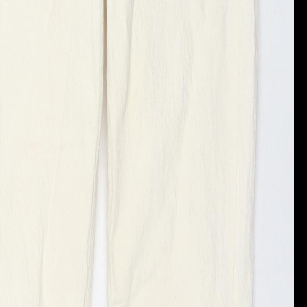 Zara Womens Ivory Cotton Straight Jeans Size 6 L32 in Regular Zip