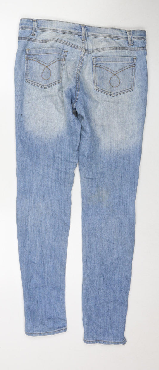 Denim & Co. Womens Blue Cotton Skinny Jeans Size 10 L30 in Regular Zip