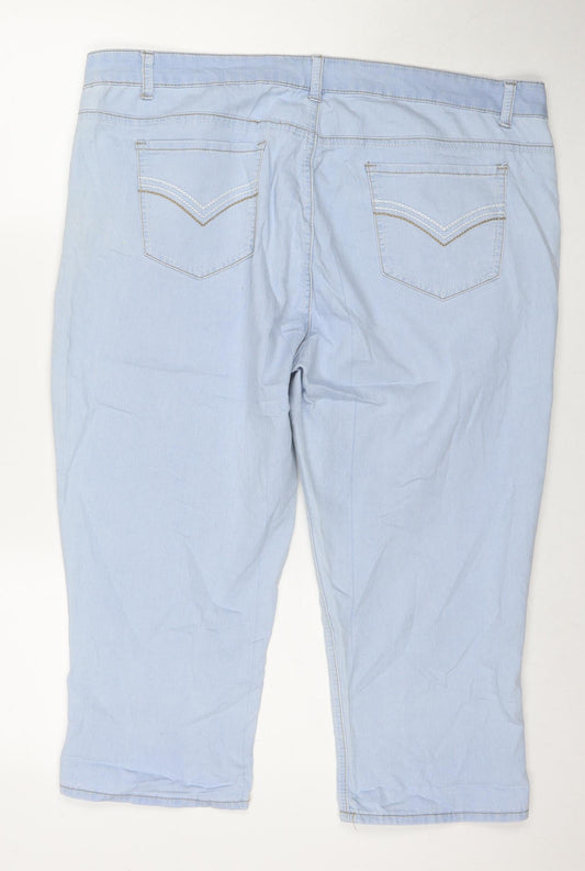 Intuition Womens Blue Cotton Capri Jeans Size 20 L21 in Regular Zip