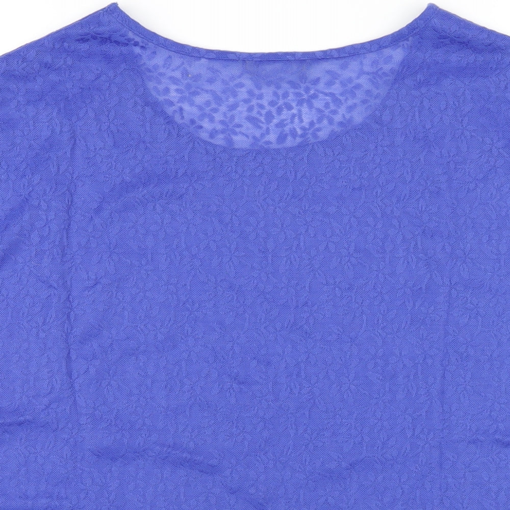 Anthology Womens Blue Polyester Basic T-Shirt Size 14 Round Neck
