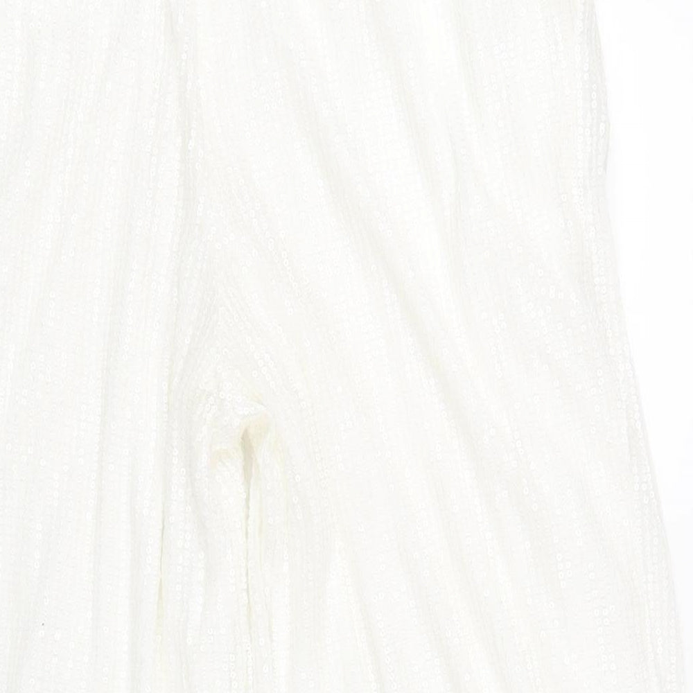 Womens UK Size 10 Nasty Gal Regular Fit White Trousers