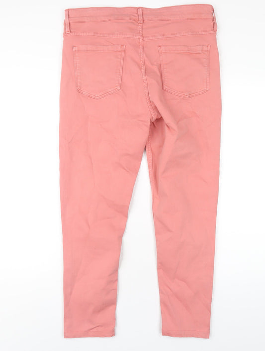 Oasis Womens Pink Cotton Skinny Jeans Size 16 L26 in Regular Zip
