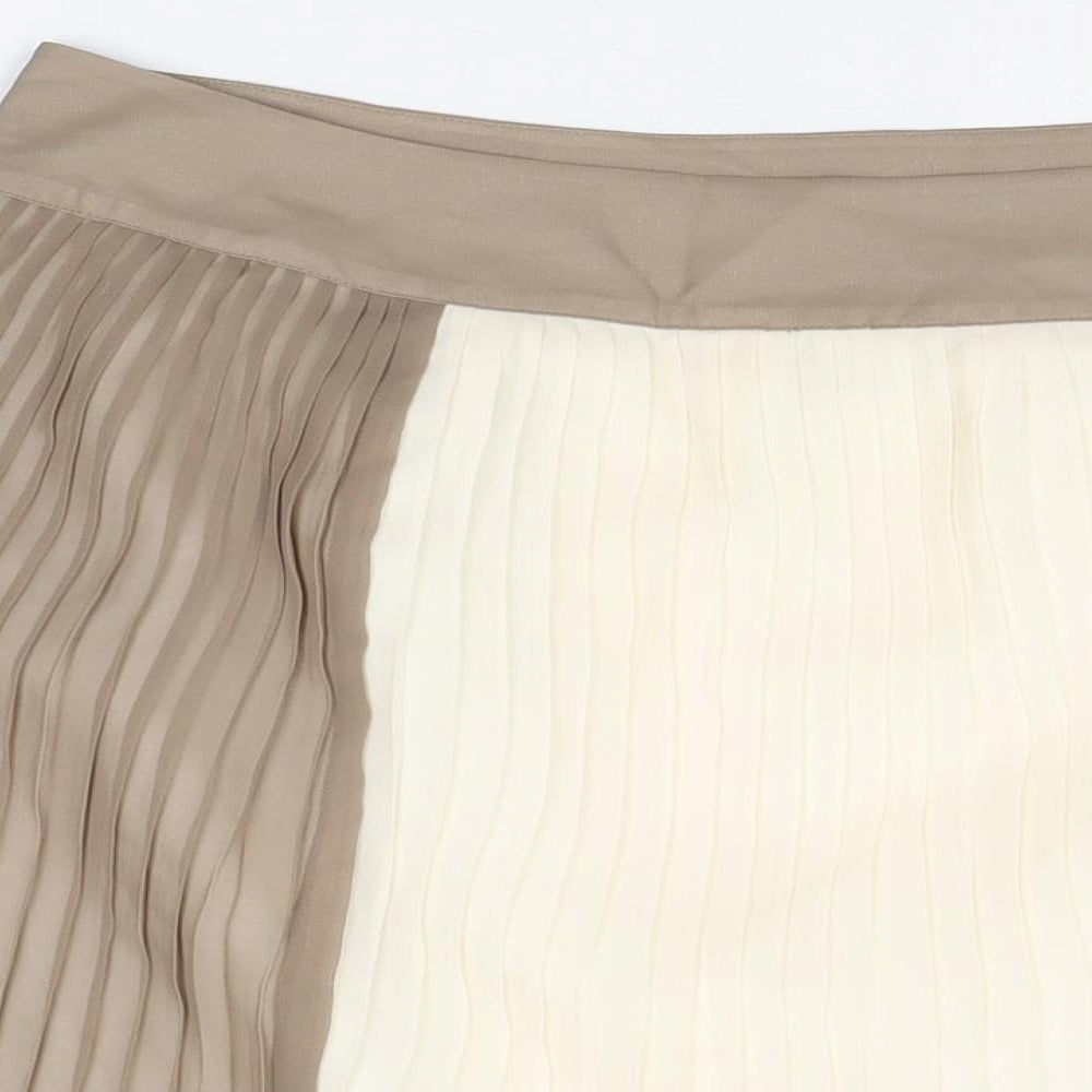 NEXT Womens Beige Polyester A-Line Skirt Size 14 Button