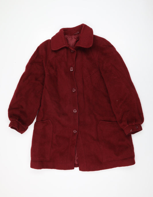 St Michael Womens Red Overcoat Coat Size 18 Button
