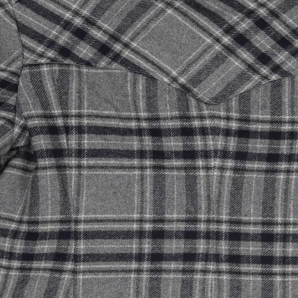 Brand and care label for Autograph women’s grey plaid overcoat coat, size UK 14, button