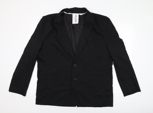 Womens UK Size 12 COLLUSION Black Biker Coat