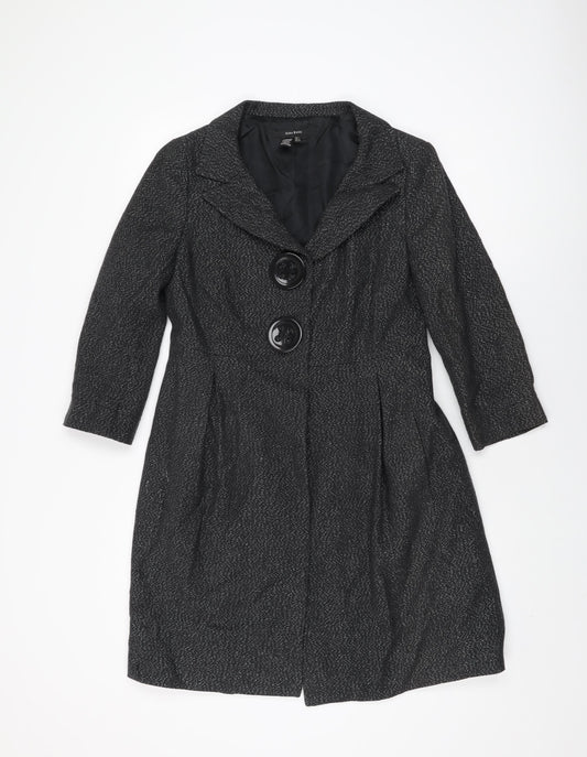 Zara Womens Black Overcoat Coat Size L Button