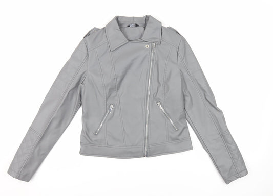 Womens UK Size 8 Select Grey Biker Coat