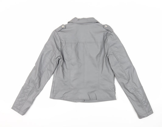 Womens UK Size 8 Select Grey Biker Coat