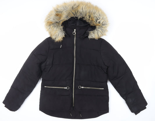 Womens UK Size 12 Topshop Black Puffer Jacket