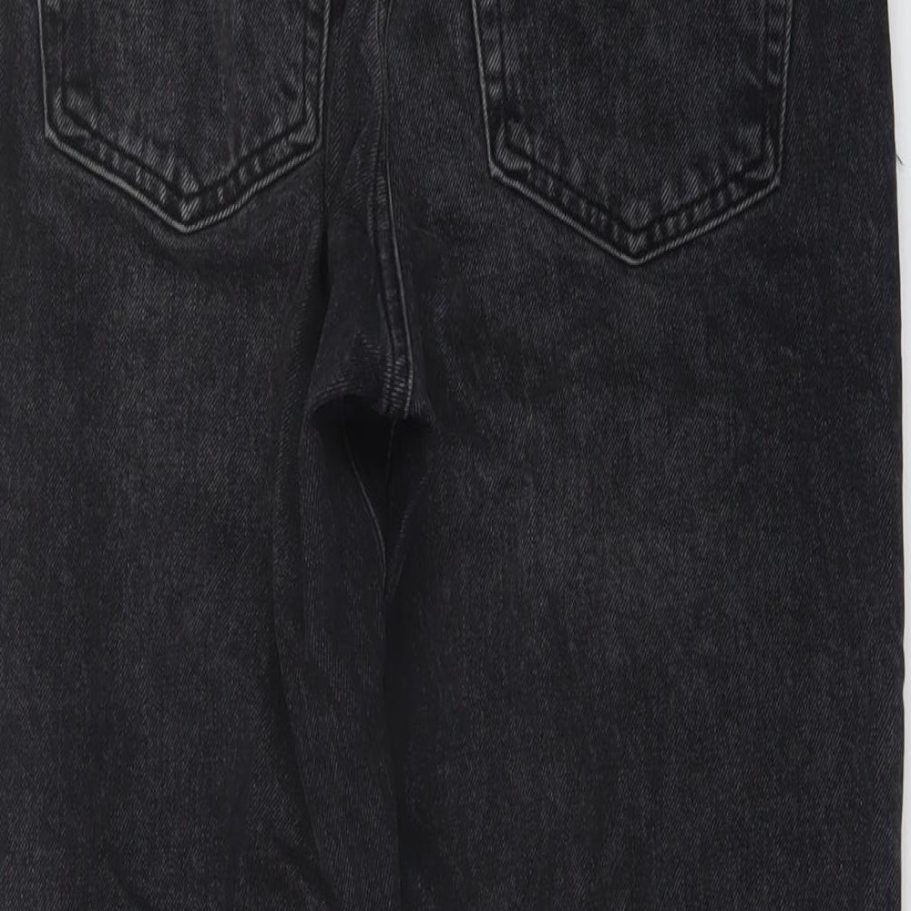 Topshop Womens Grey Cotton Straight Jeans Size 26 in L26 in Regular Button