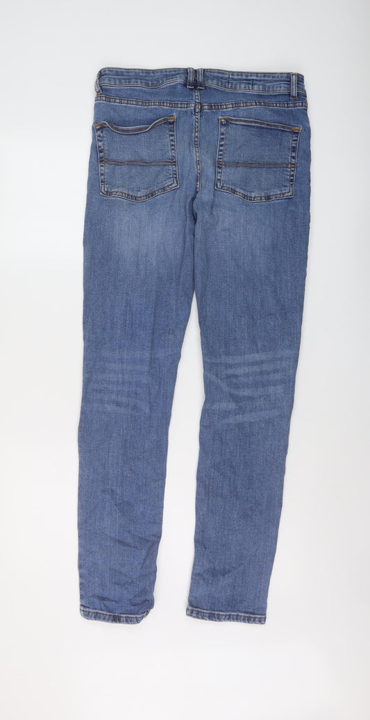 COLLUSION Mens Blue Cotton Skinny Jeans Size 32 in L32 in Regular Button
