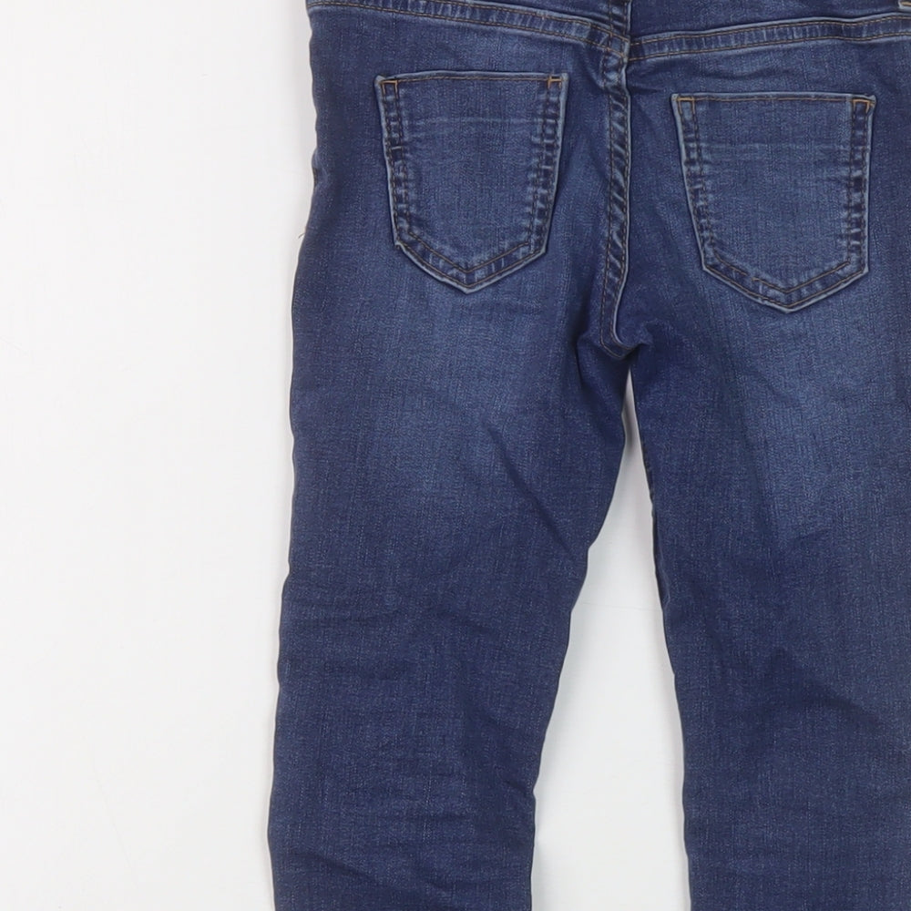 River Island Girls Blue Cotton Skinny Jeans Size 5 Years Regular Button