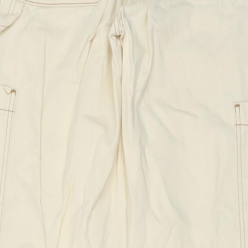 Denim & Co. Womens Beige Cotton Wide-Leg Jeans Size 10 L31 in Regular Button