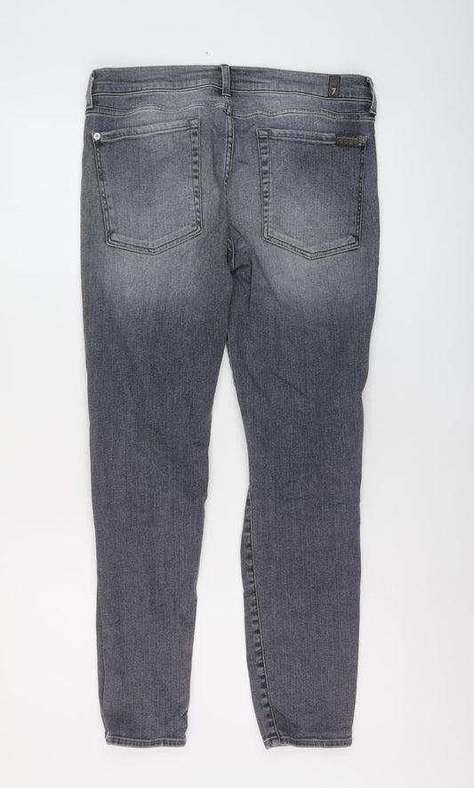 7 For All Mankind Womens Blue Cotton Skinny Jeans Size 27 in L27 in Regular Button