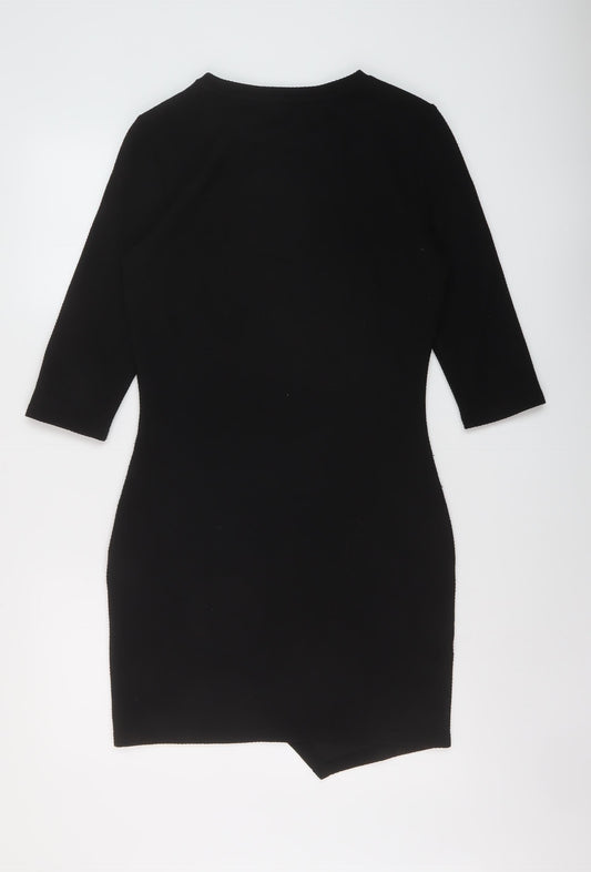 Mango Womens Black Polyester Sheath Size M Round Neck Pullover