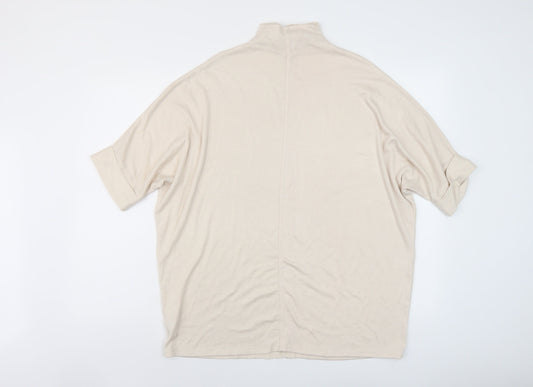 Apricot Womens Beige Mock Neck Viscose Pullover Jumper Size 10
