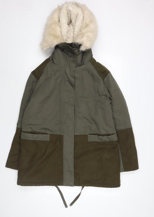 Womens UK Size 10 Topshop Green Parka Coat