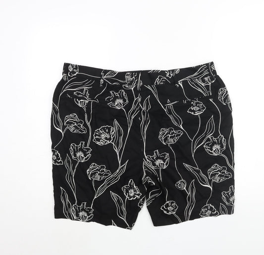 Autograph Mens Black Floral Polyester Chino Shorts Size 40 in L7 in Regular Zip