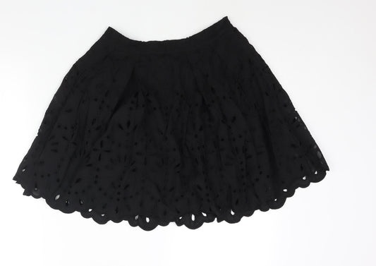 H&M Womens Black Cotton A-Line Skirt Size 10 Zip
