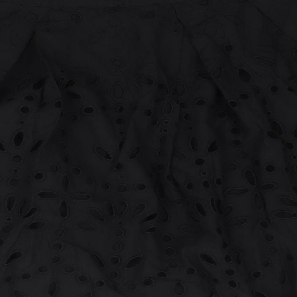 H&M Womens Black Cotton A-Line Skirt Size 10 Zip