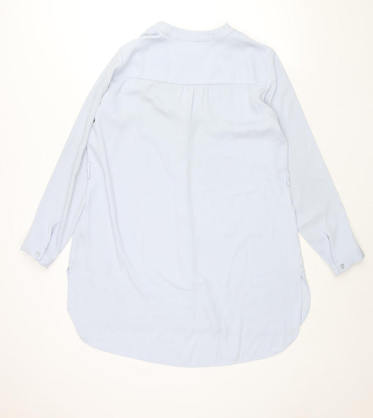 Autograph Womens Blue Polyester Shift Size 14 V-Neck Button