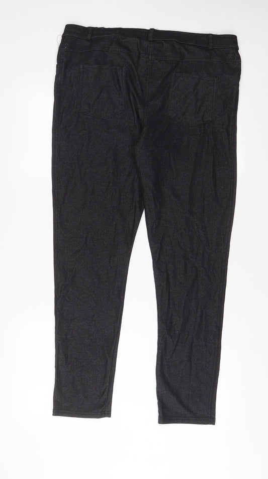 Select Womens Black Floral Cotton Jegging Jeans Size 18 L29 in Regular - Embroidered