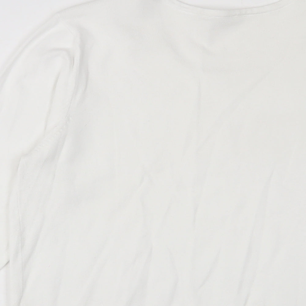 BHS Womens White Collared Cotton Pullover Jumper Size 14