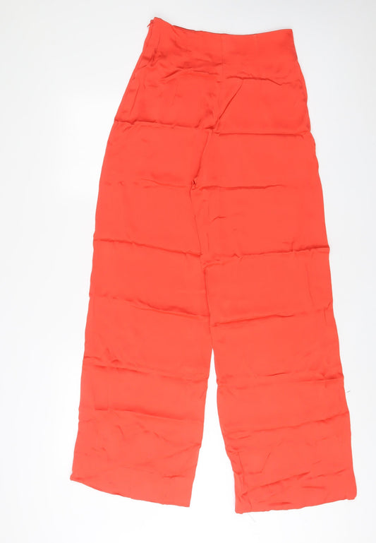 Womens UK Size XS Zara Regular Fit Orange Trousers